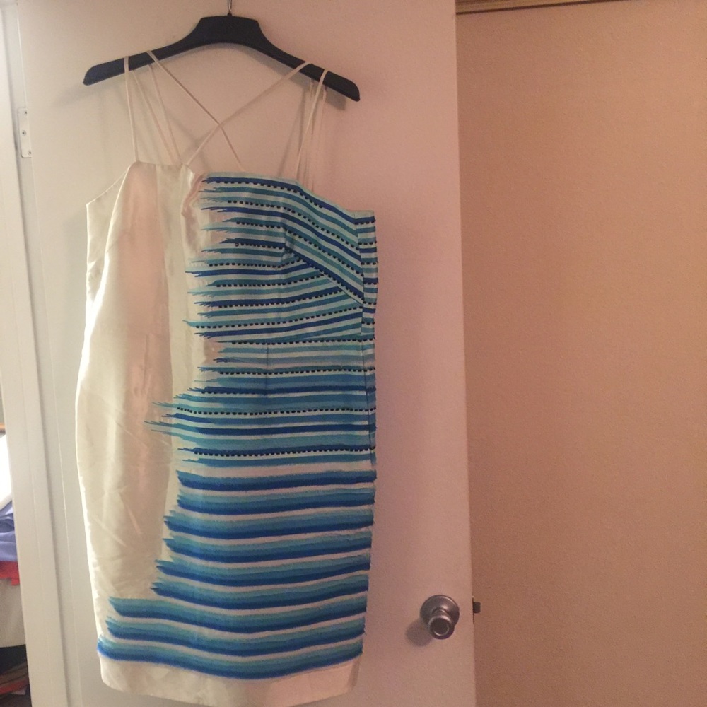 Crisscross Embroidered Silk  Dress